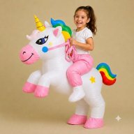 disfraz unicornio blanco hy rosa - botarga inflable